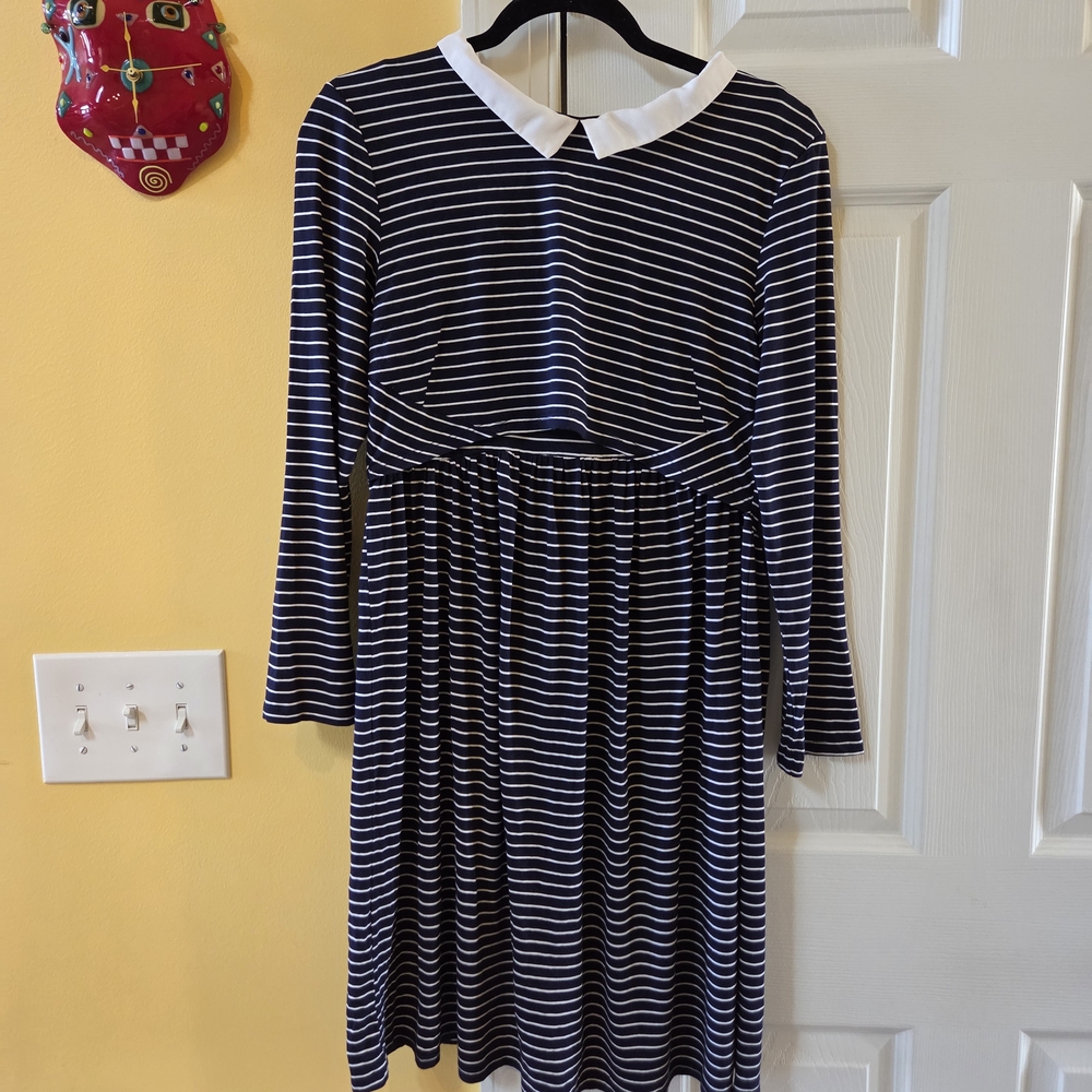 Navy and White Striped MATERNITY AND NURSING Dress